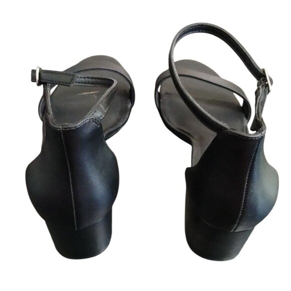 Amazon Essentials Size 9.5 Sandals Black Block Heel Adjustable Ankle Strap - Picture 10 of 11